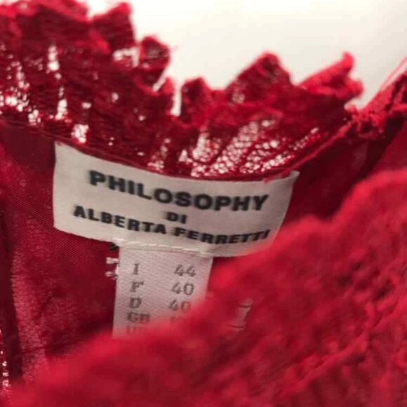 Gorgeous Philosophy Di Alberta Ferretti Red Lace Short Dress, IT Sz 44/ US 8 - Picture 3 of 3